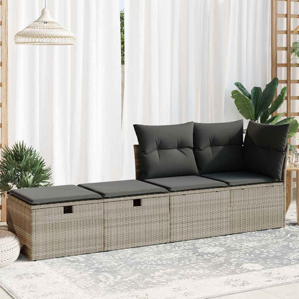 sofasæt til haven 2dele med hynder polyrattan akacietræ lysegrå