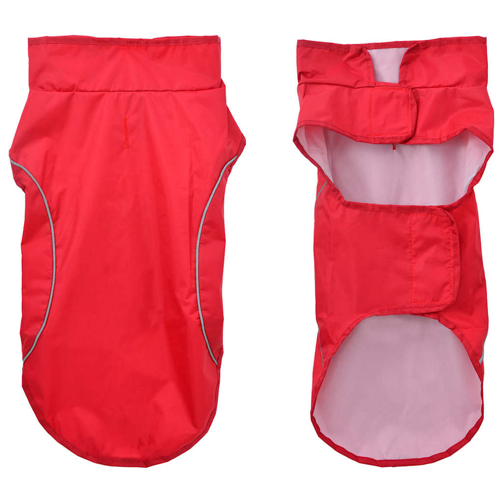 Hunderegnfrakke med refleksstriber polyester XS rød