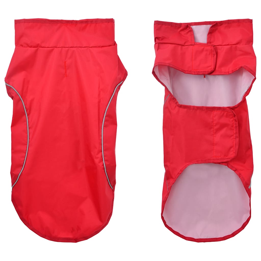 Hunderegnfrakke med refleksstriber polyester S rød
