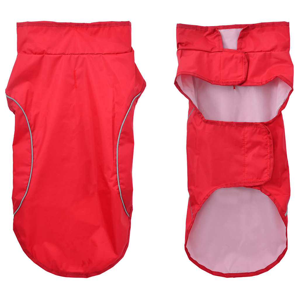 Hunderegnfrakke med refleksstriber polyester M rød