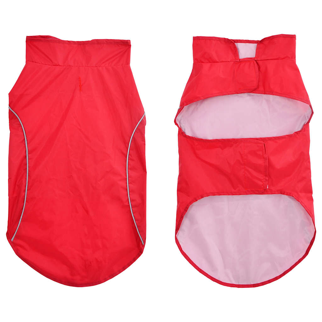 Hunderegnfrakke med refleksstriber polyester XL rød