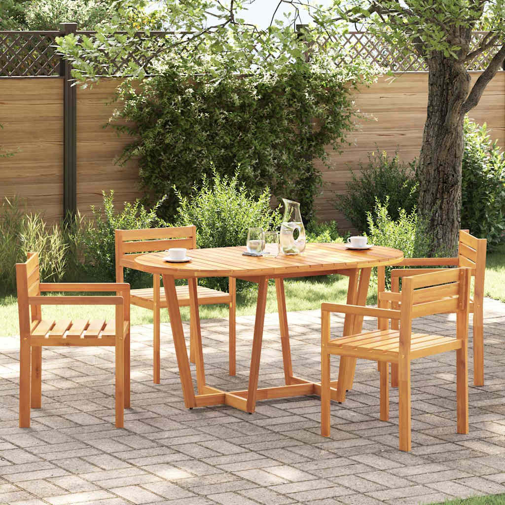 havespisebord ovalt 150x90x75 cm massivt træ akacie