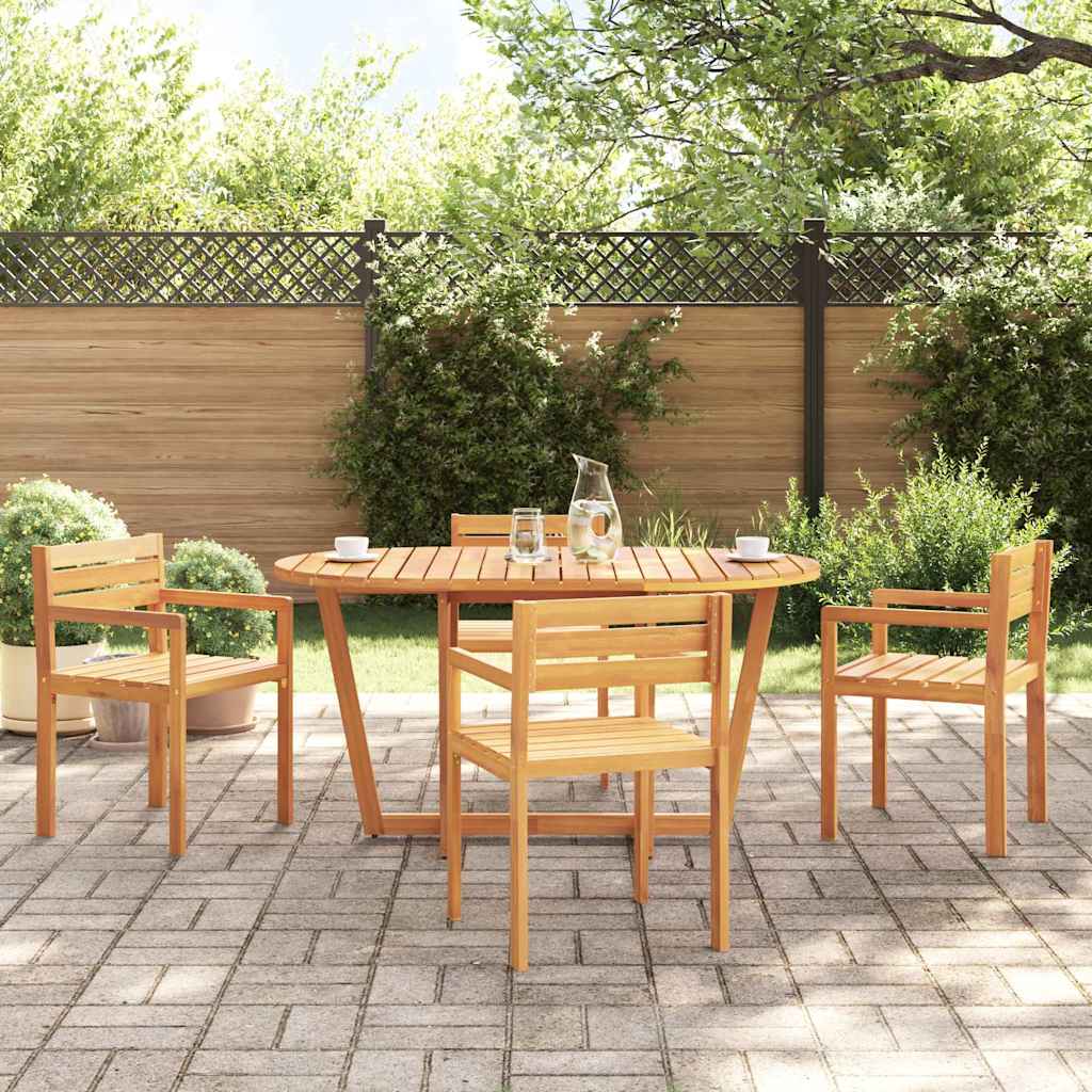 havespisebord ovalt 150x90x75 cm massivt træ akacie