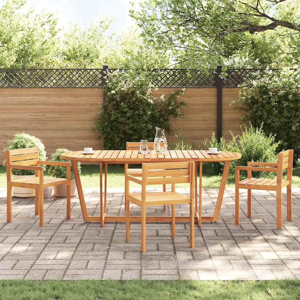 havespisebord ovalt 200x90x75 cm massivt træ akacie
