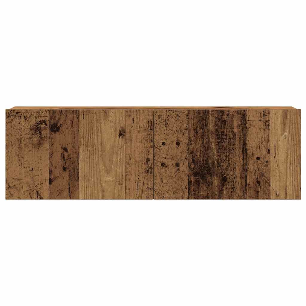 4-delt vægmonteret TV-skabssæt gammelt træ 100x30x30 cm