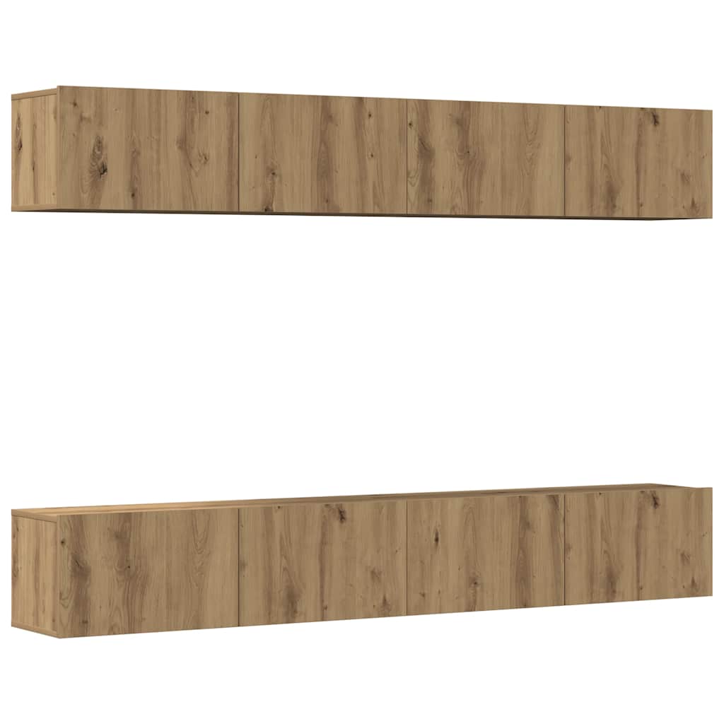 vægmonteret TV-skabssæt med 4 dele, kunsteg, 100x30x30 cm