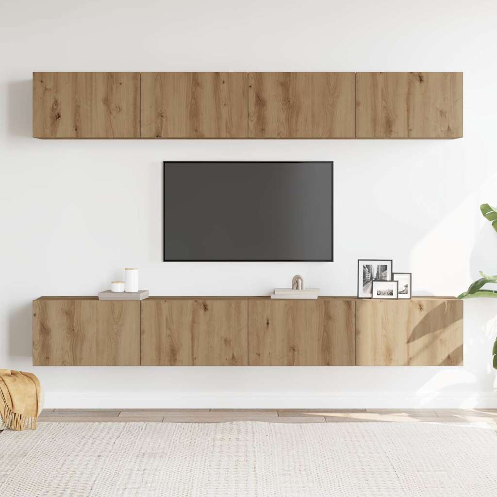 vægmonteret TV-skabssæt med 4 dele, kunsteg, 100x30x30 cm