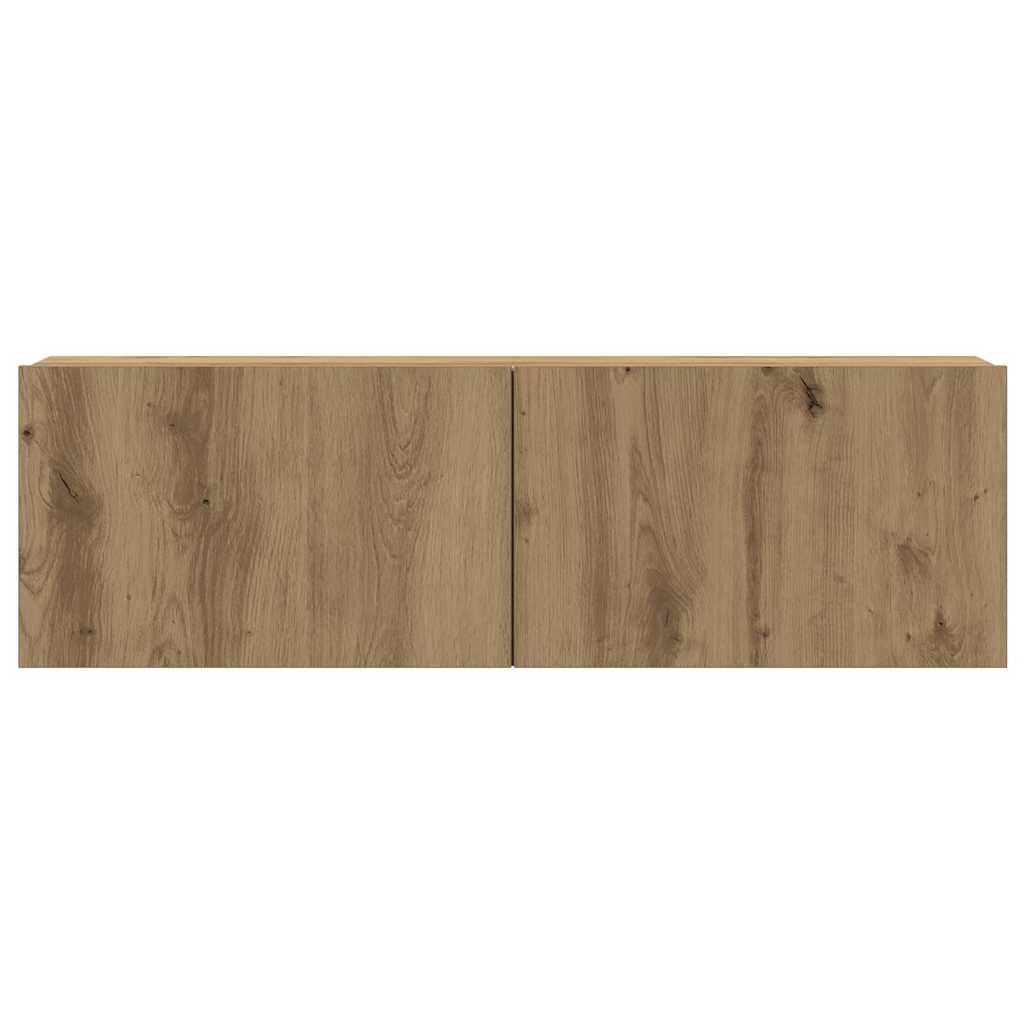 vægmonteret TV-skabssæt med 4 dele, kunsteg, 100x30x30 cm