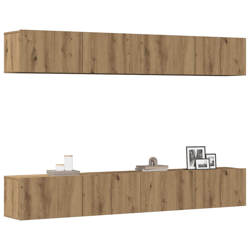 vægmonteret TV-skabssæt med 4 dele, kunsteg, 100x30x30 cm