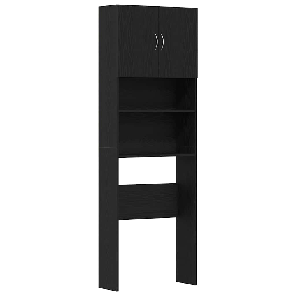 vaskemaskineskab 64x24x190 cm konstrueret træ sort egetræsfarve