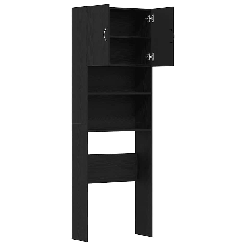 vaskemaskineskab 64x24x190 cm konstrueret træ sort egetræsfarve