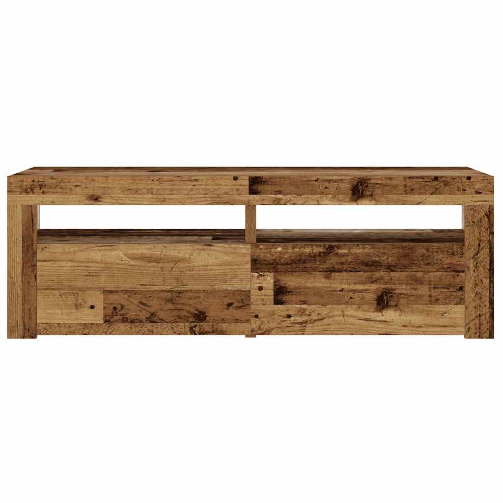 sengeborde med LED-lys 2 stk. 60x35x40 cm antikt træ