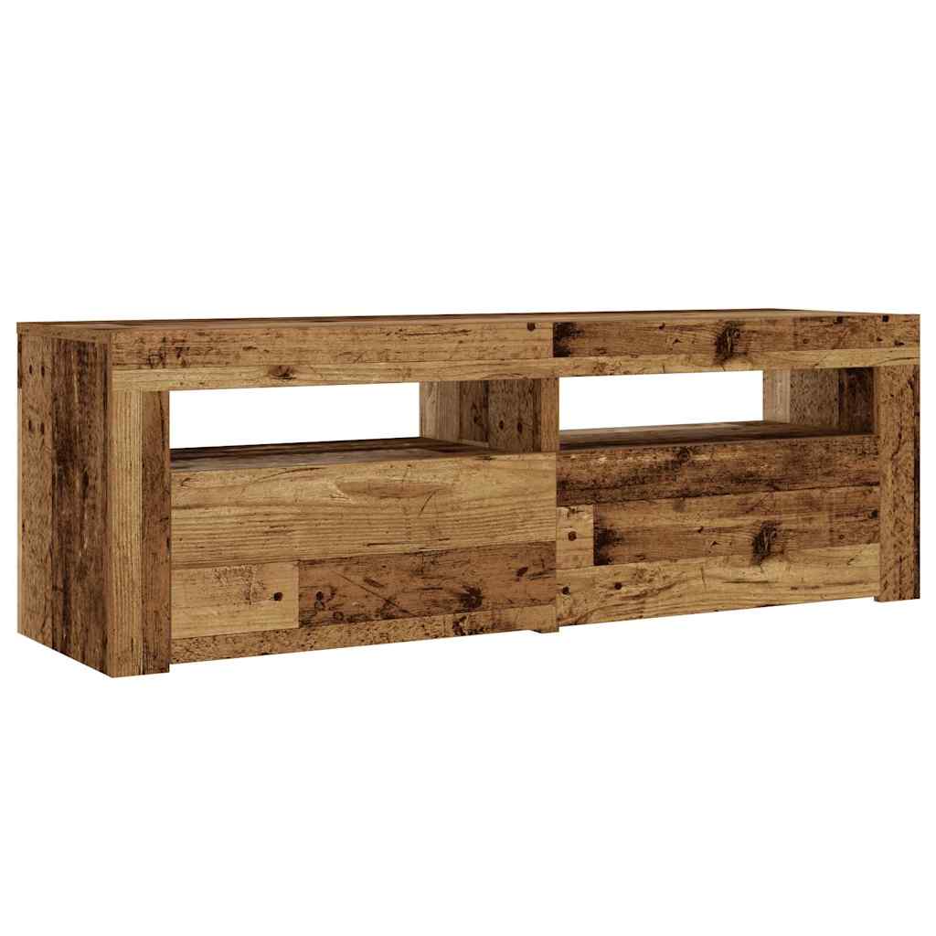 sengeborde med LED-lys 2 stk. 60x35x40 cm antikt træ