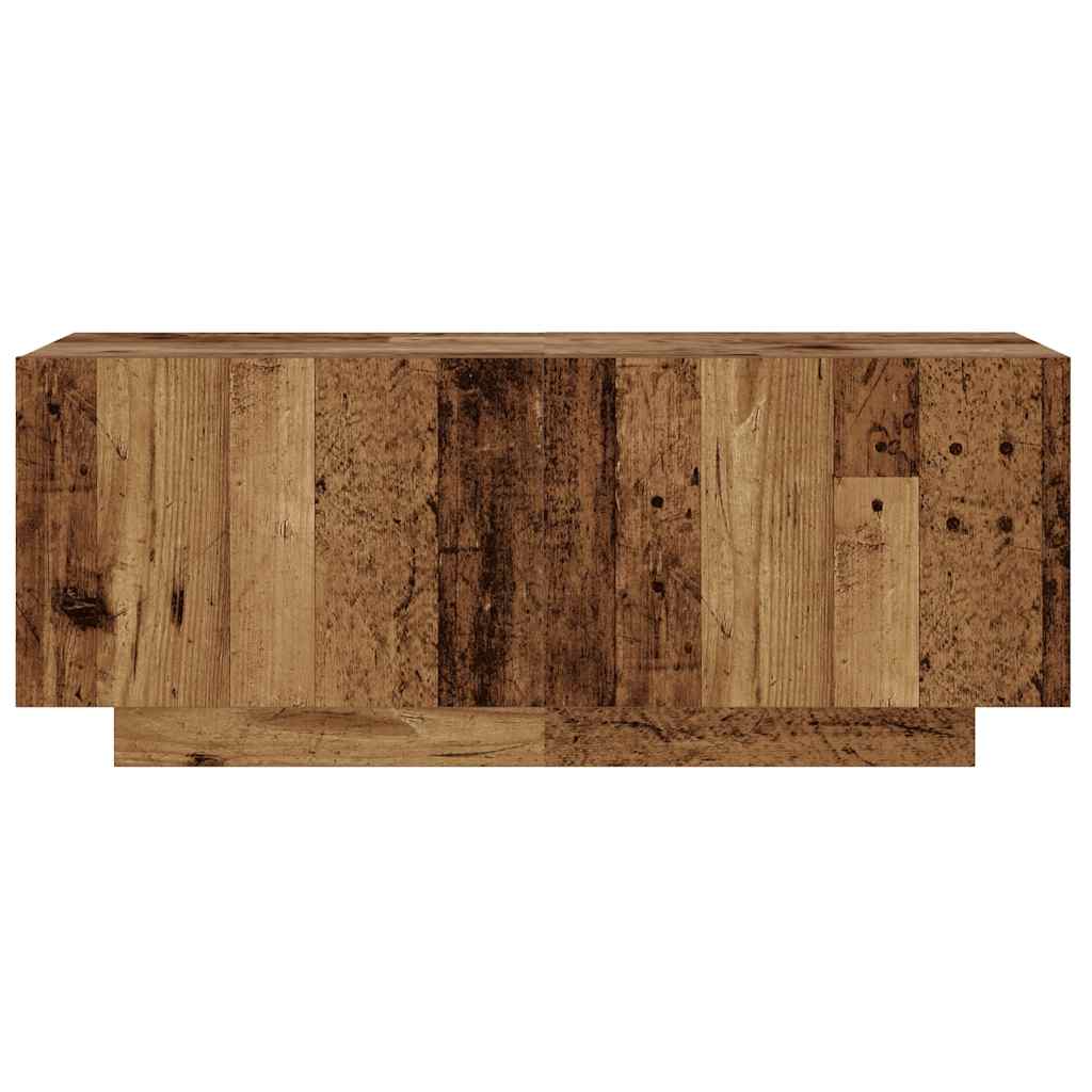 tv-bord m. LED-lys 180x35x40 cm konstrueret træ antikt træ
