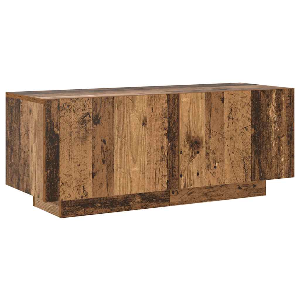 tv-bord m. LED-lys 200x35x40 cm konstrueret træ antikt træ
