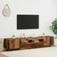 tv-bord m. LED-lys 200x35x40 cm konstrueret træ antikt træ