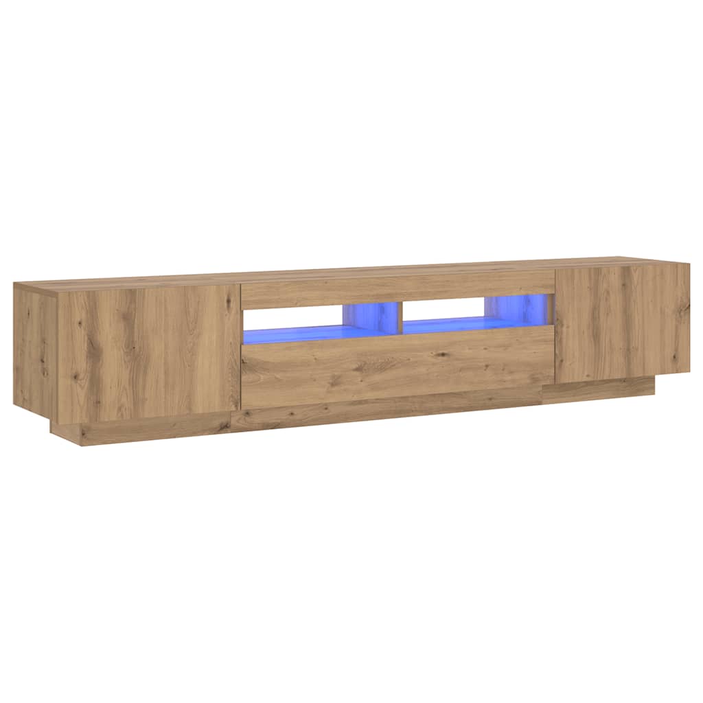 tv-bord med LED-lys 200x35x40 cm konstrueret træ kunsteg