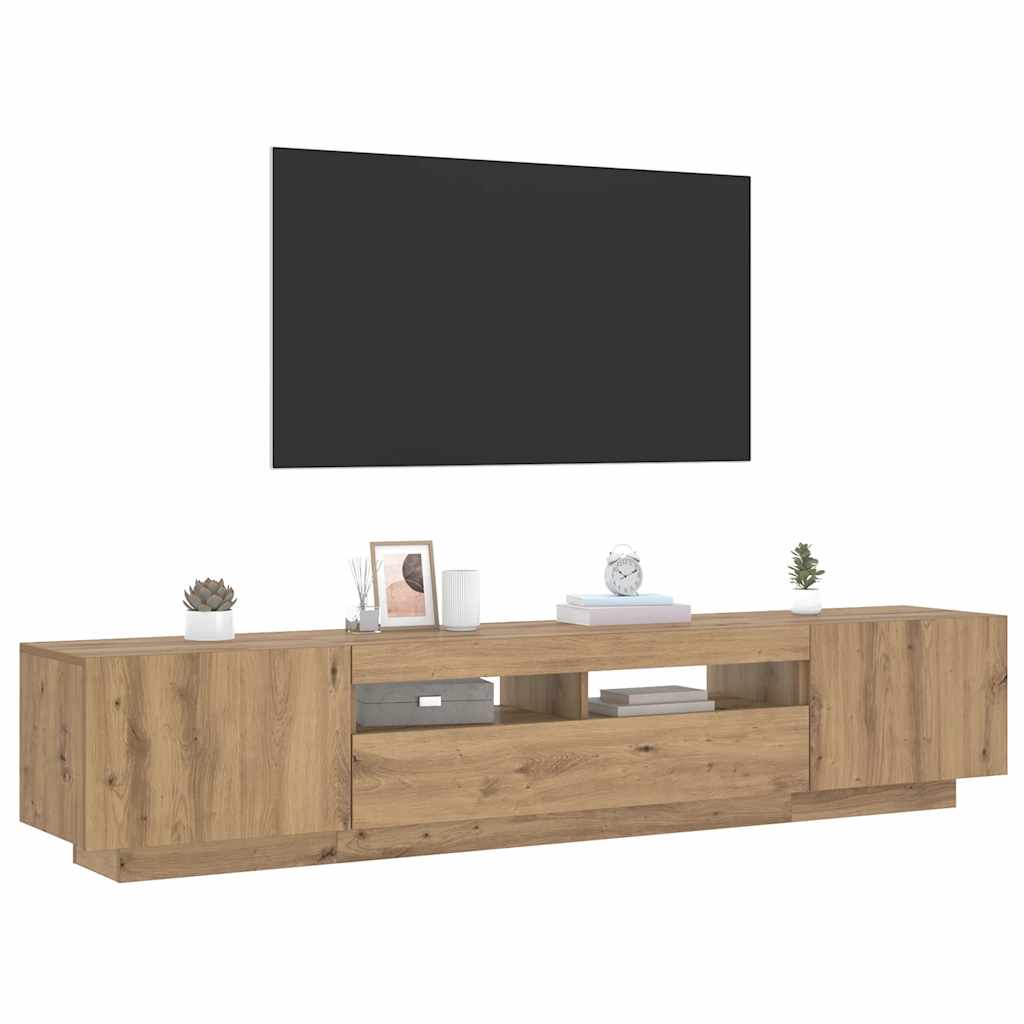 tv-bord med LED-lys 200x35x40 cm konstrueret træ kunsteg