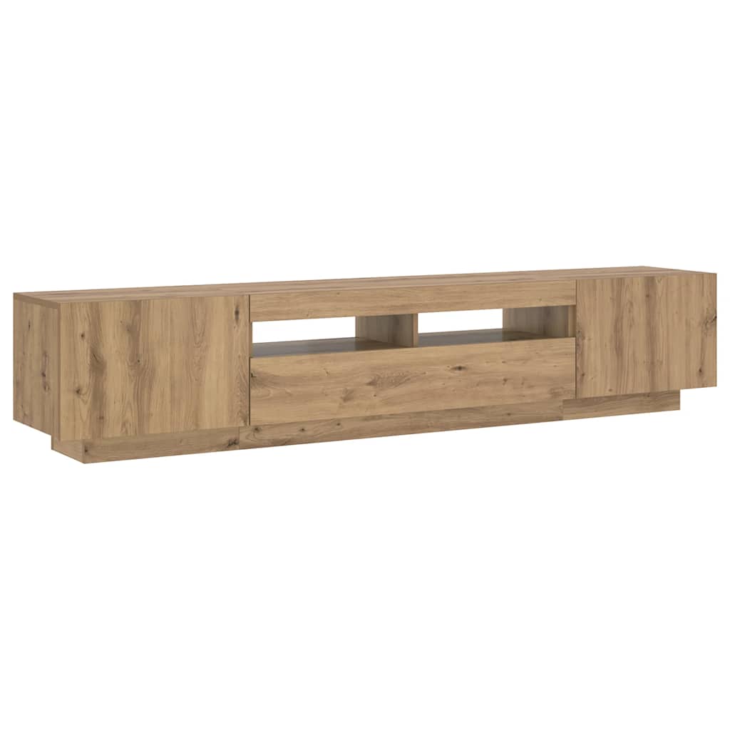 tv-bord med LED-lys 200x35x40 cm konstrueret træ kunsteg