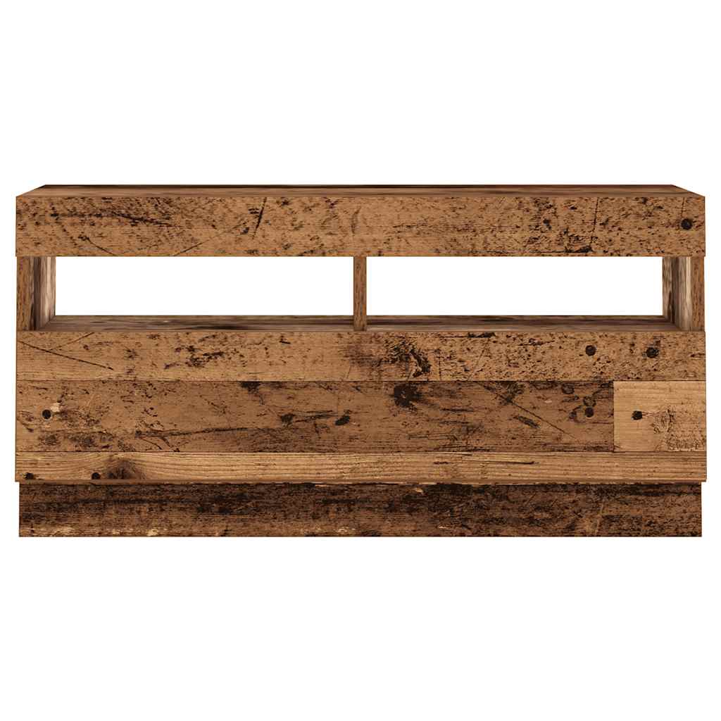 tv-bord m. LED-lys 260x35x40 cm konstrueret træ antikt træ