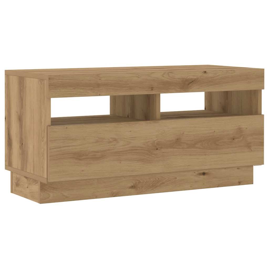 tv-bord med LED-lys 260x35x40 cm konstrueret træ kunsteg