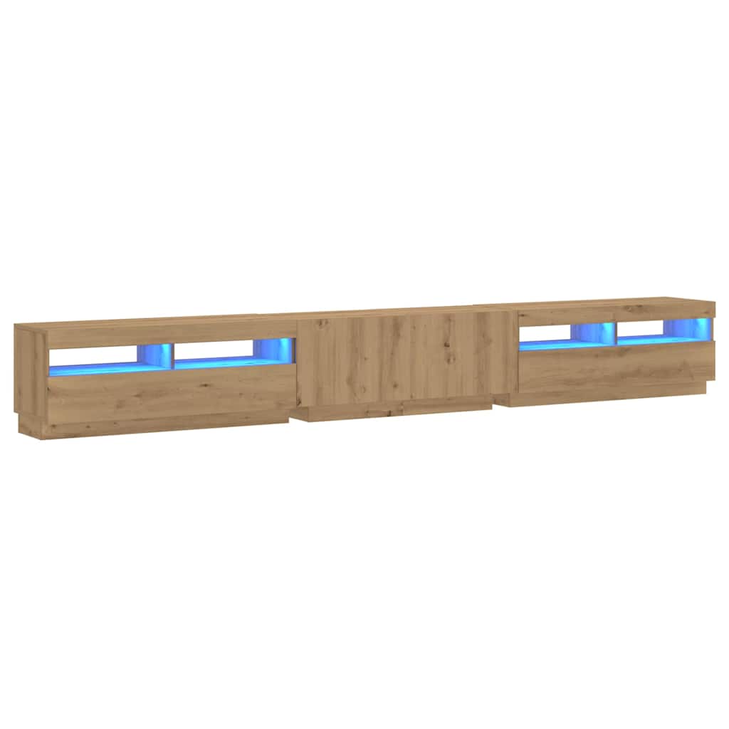 tv-bord med LED-lys 300x35x40 cm konstrueret træ kunsteg