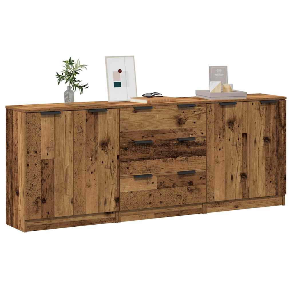 Skænke 3 stk Gammelt træ 60x30x70 cm Konstrueret træ