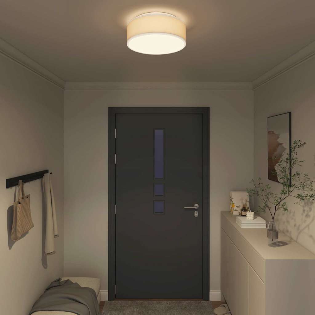 Loftlampe med spotlights Hvid 38 x 38 x 13,5 cm Stof