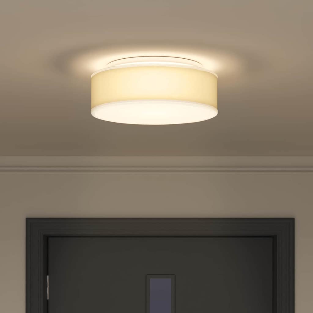 Loftlampe med spotlights Hvid 38 x 38 x 13,5 cm Stof