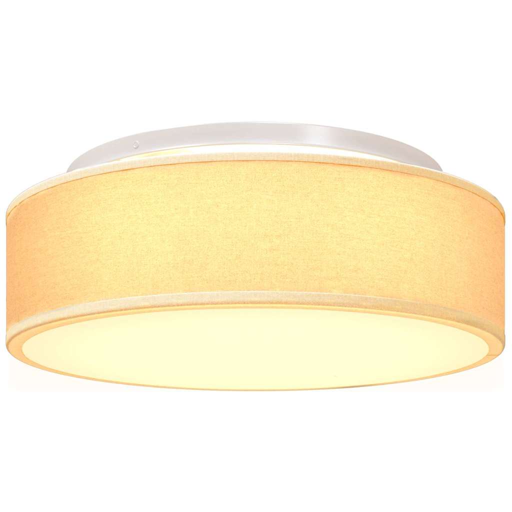 Loftlampe med spotlights Hvid 38 x 38 x 13,5 cm Stof