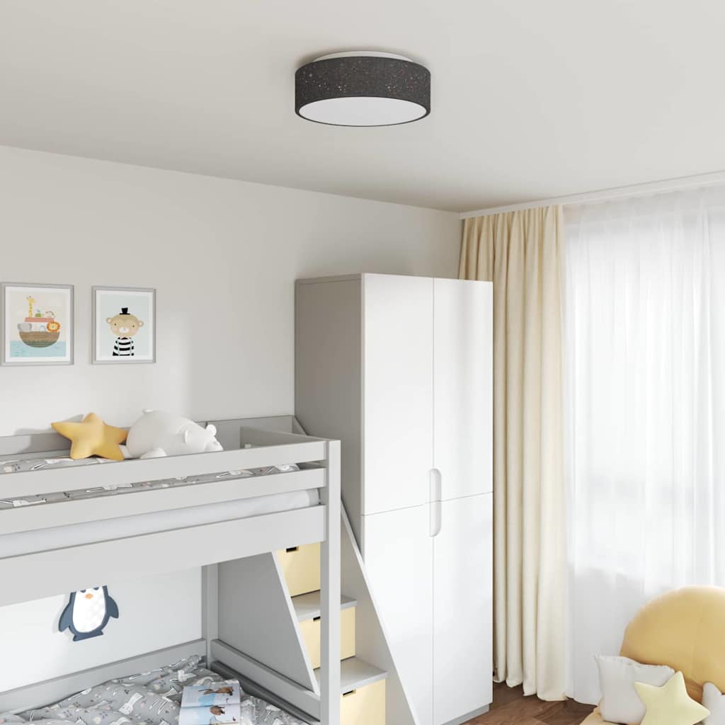 Loftlampe med spotlights Sort 38 x 38 x 13,5 cm Stof