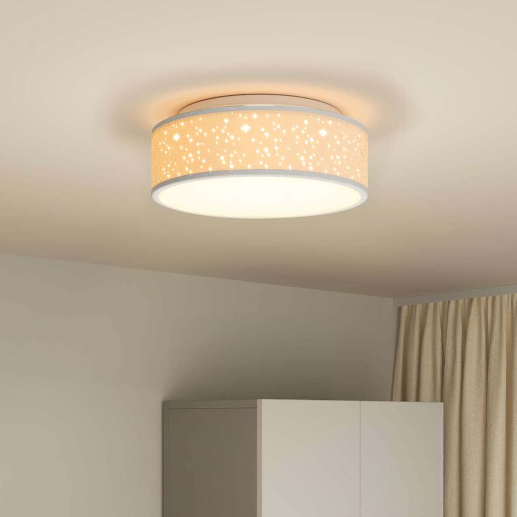 Loftlampe med spotlights Grå 38 x 38 x 13,5 cm Stof
