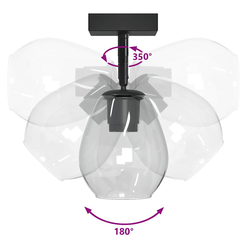 Loftsspot med spotlights Sort 13 x 13 x 26 cm Glas og Metal