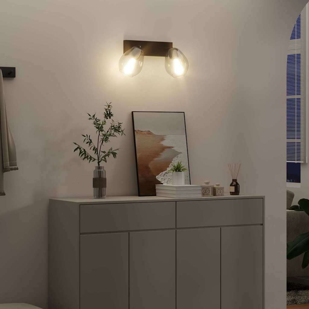Loftsspot med spotlights Sort 33 x 13 x 26 cm Glas og Metal