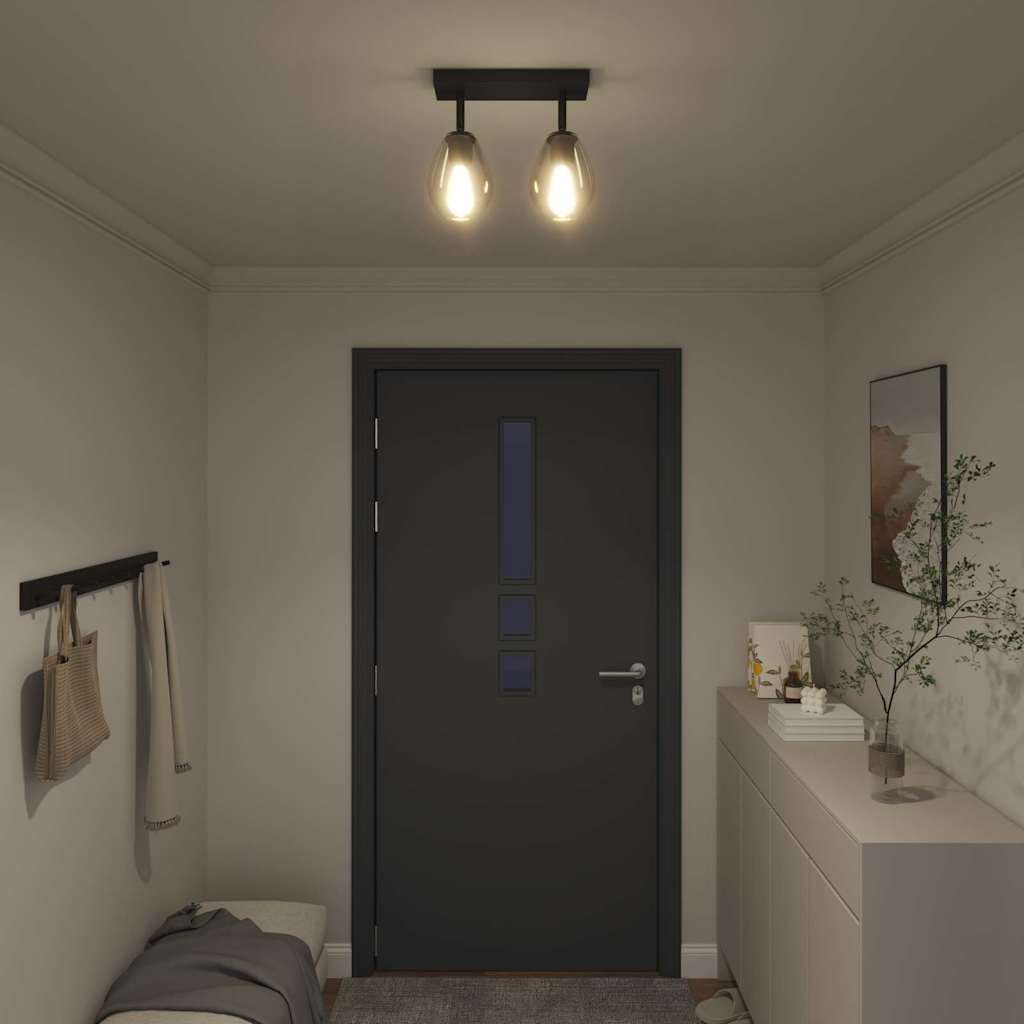 Loftsspot med spotlights Sort 33 x 13 x 26 cm Glas og Metal