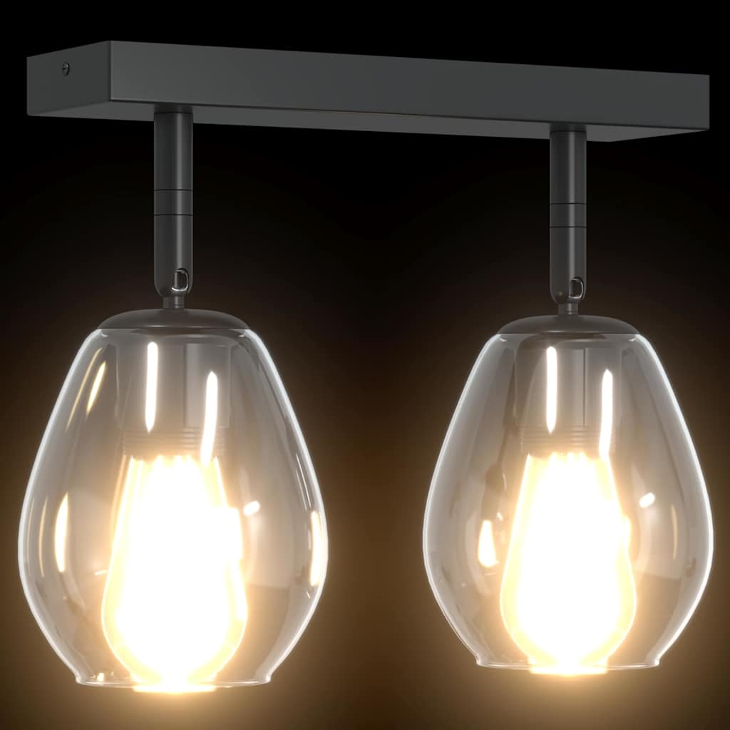Loftsspot med spotlights Sort 33 x 13 x 26 cm Glas og Metal