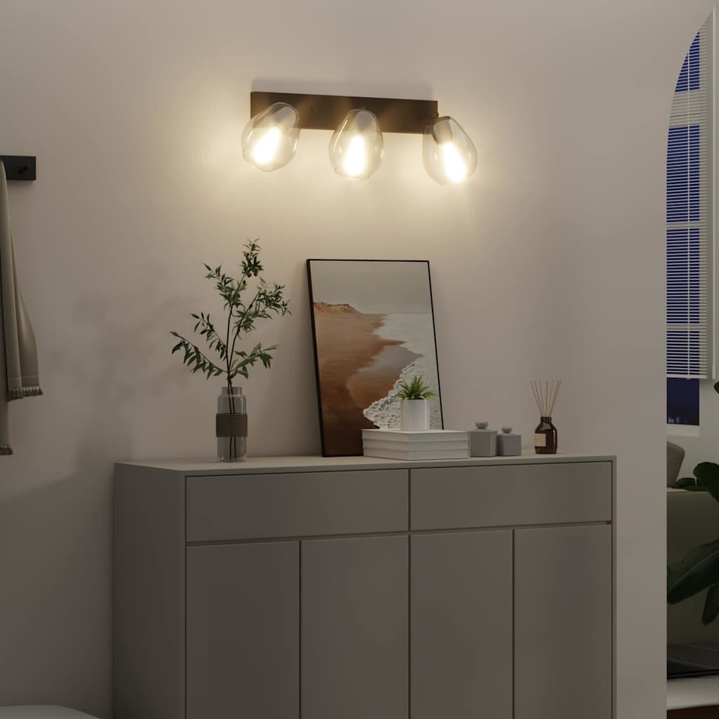 Loftsspot med spotlights Sort 54 x 13 x 26 cm Glas og Metal