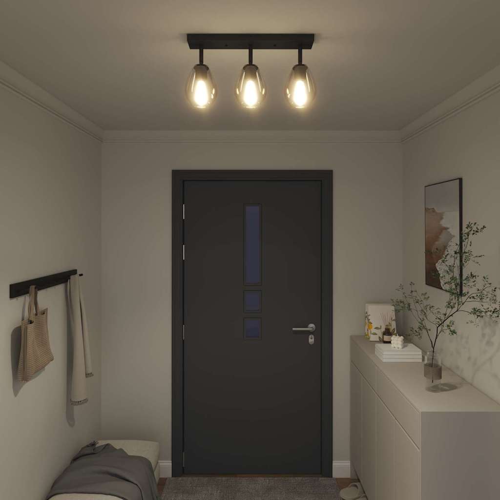 Loftsspot med spotlights Sort 54 x 13 x 26 cm Glas og Metal