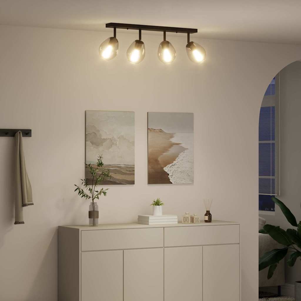 Loftsspot med spotlights Sort 73,5 x 13 x 26 cm Glas og Metal