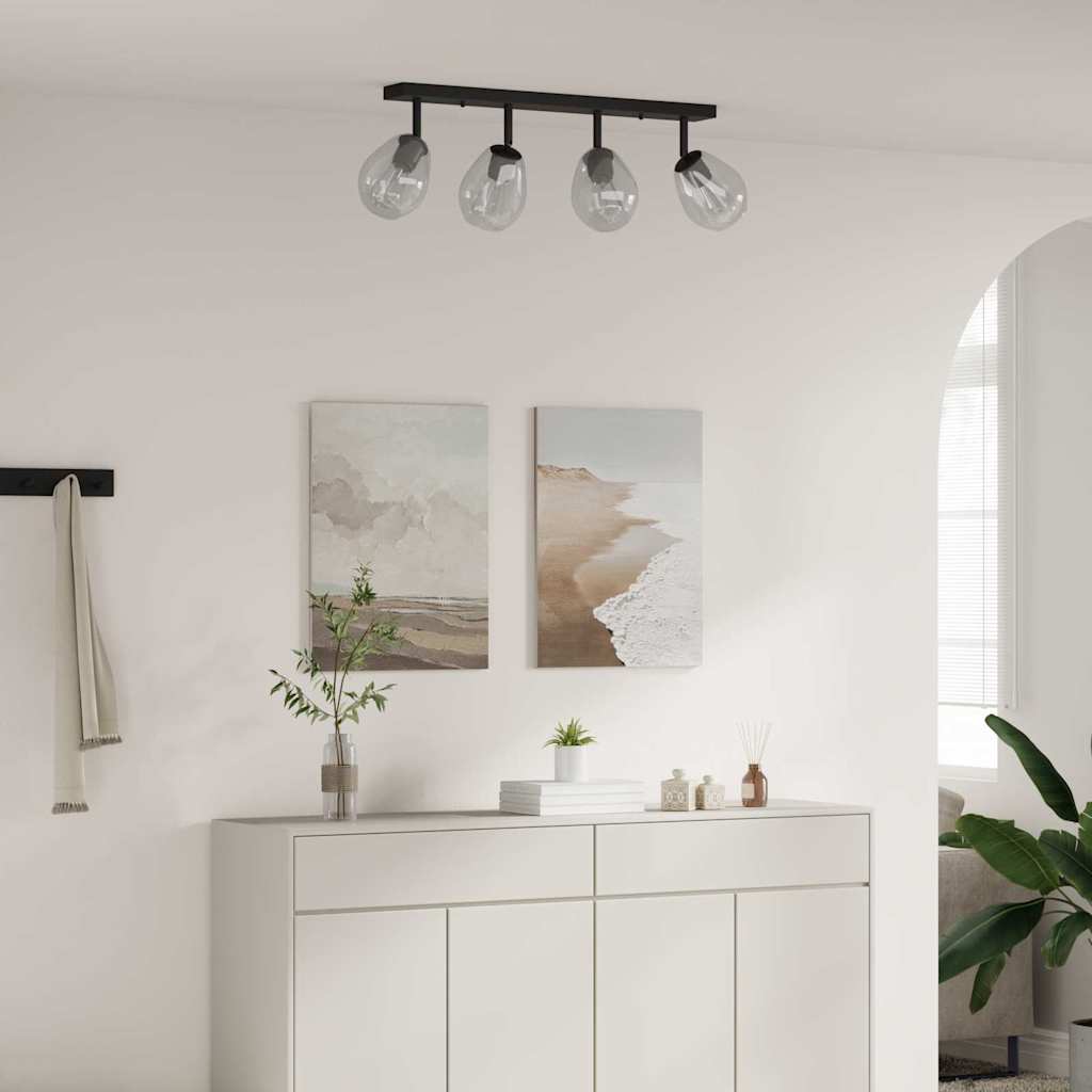 Loftsspot med spotlights Sort 73,5 x 13 x 26 cm Glas og Metal