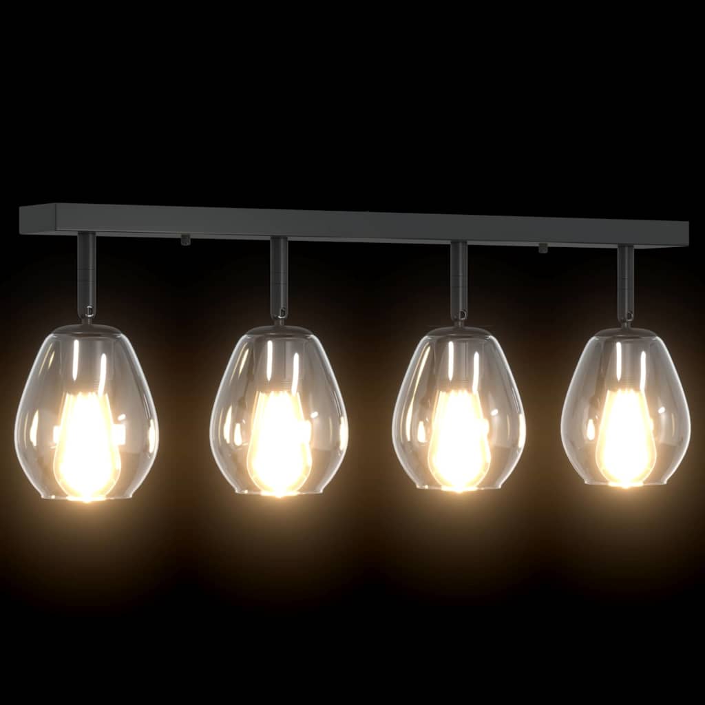 Loftsspot med spotlights Sort 73,5 x 13 x 26 cm Glas og Metal