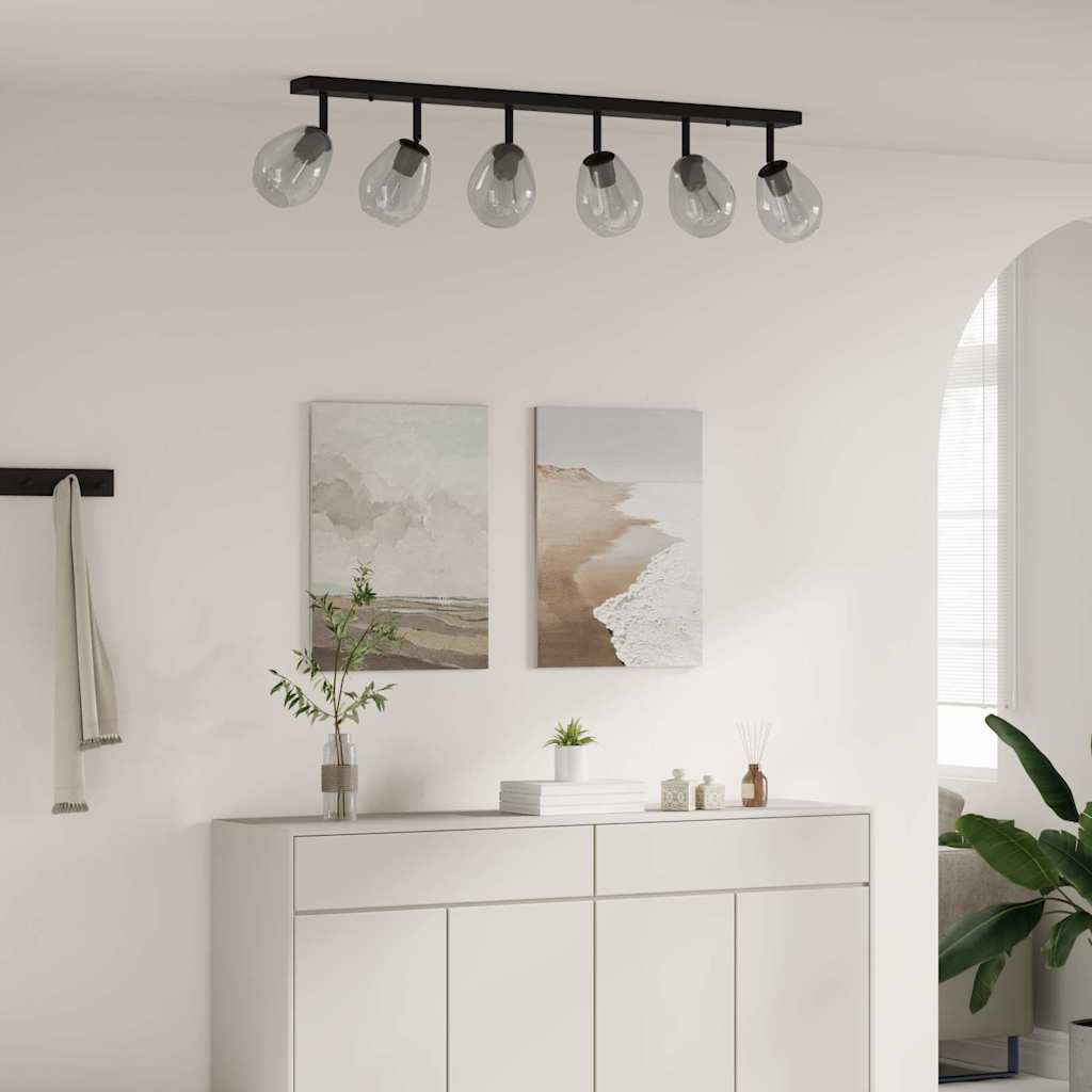 Loftsspot med spotlights Sort 110,5 x 13 x 26 cm Glas og Metal