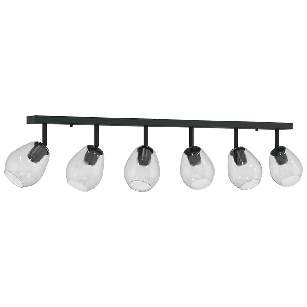 Loftsspot med spotlights Sort 110,5 x 13 x 26 cm Glas og Metal