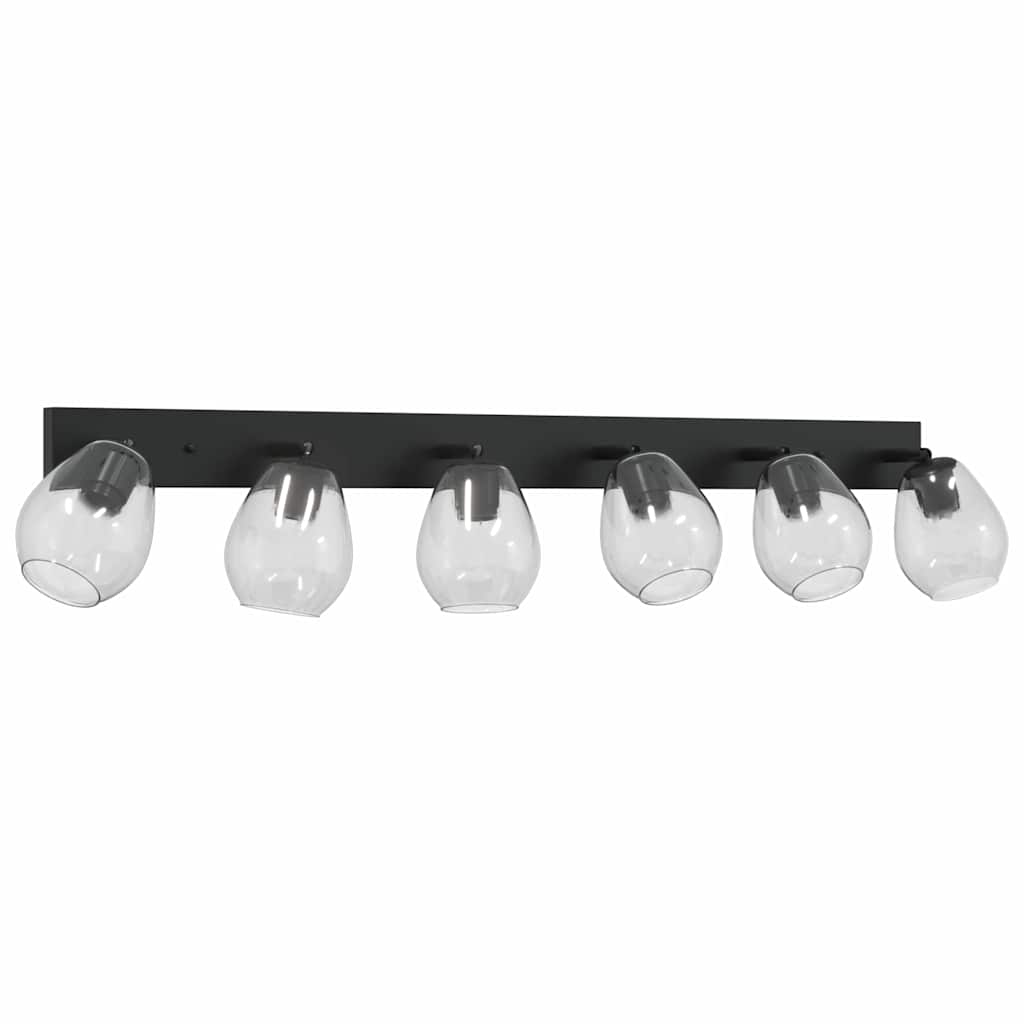 Loftsspot med spotlights Sort 110,5 x 13 x 26 cm Glas og Metal