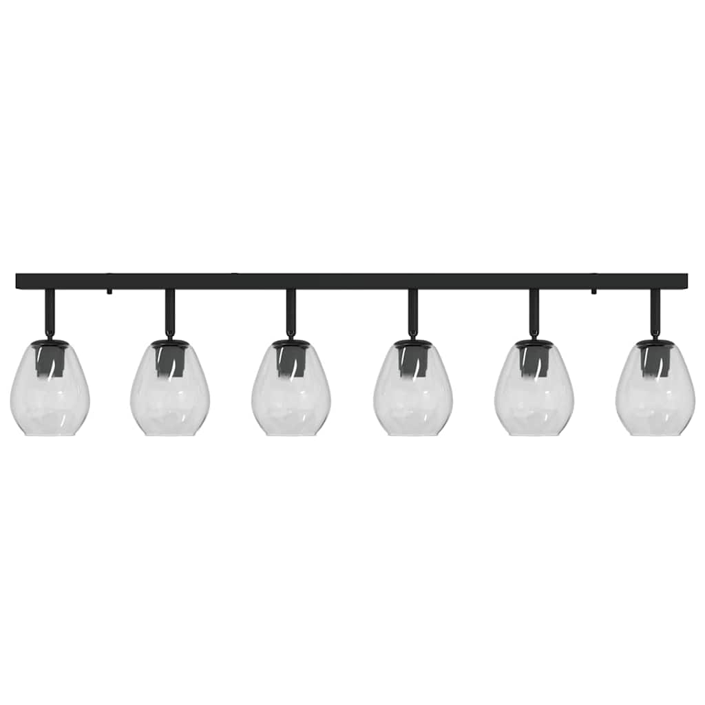 Loftsspot med spotlights Sort 110,5 x 13 x 26 cm Glas og Metal