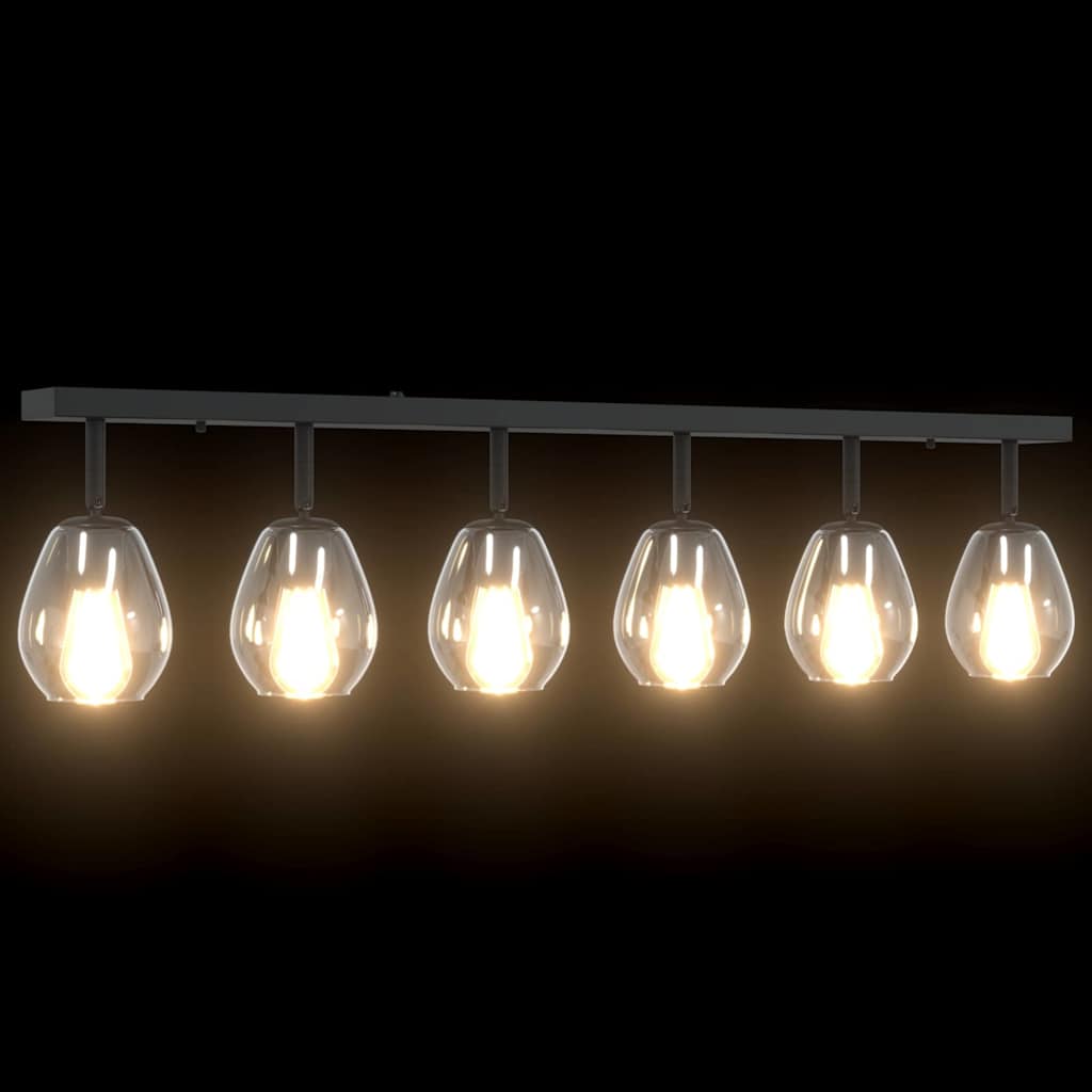 Loftsspot med spotlights Sort 110,5 x 13 x 26 cm Glas og Metal