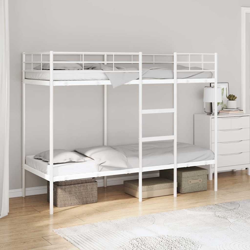 køjeseng uden madras 75x190 cm stål hvid