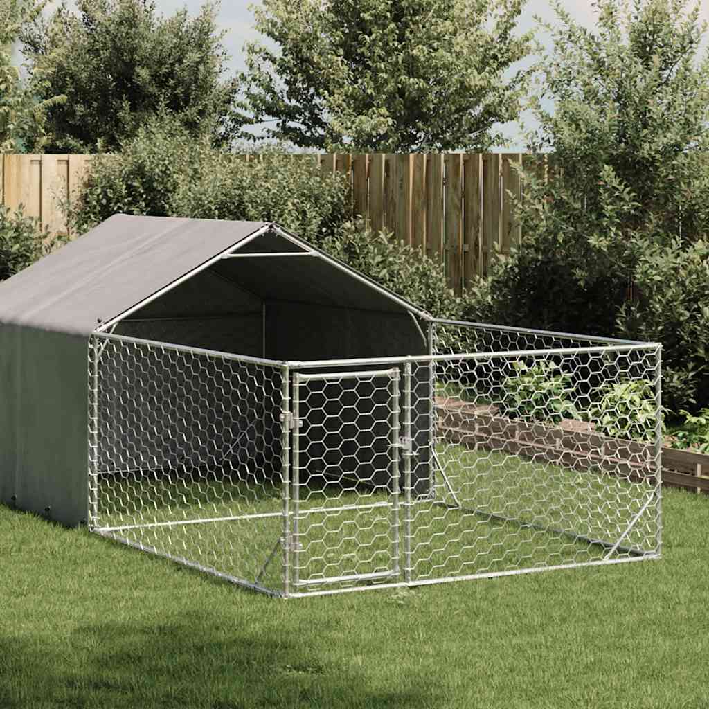 Udendørs hundegård med løbegård 5x2x1,5 m Galvaniseret stål