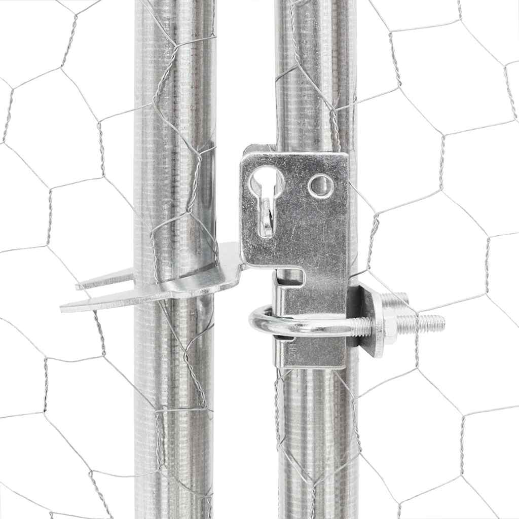 Udendørs hundegård med løbegård 8x2x1,5 m Galvaniseret stål