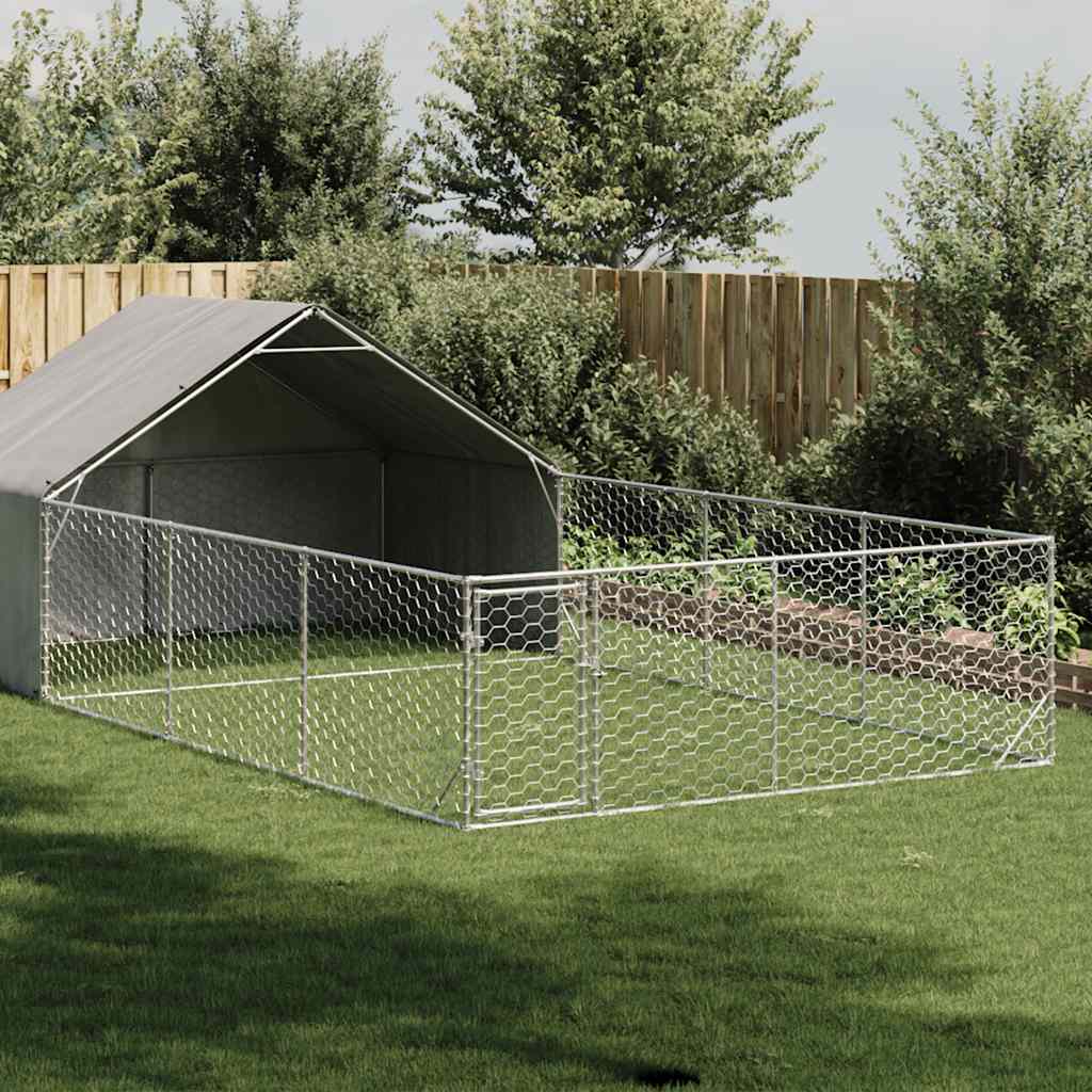 Udendørs hundegård med løbegård 7x3x1,9 m Galvaniseret stål
